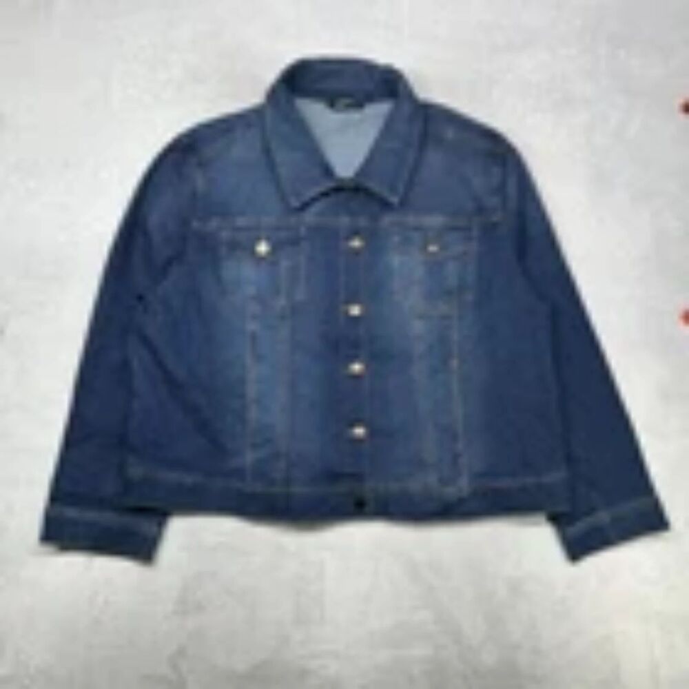 D.Jeans Denim Jacket Women's Blue Stretch Button-Front Classic -Western Size 3X